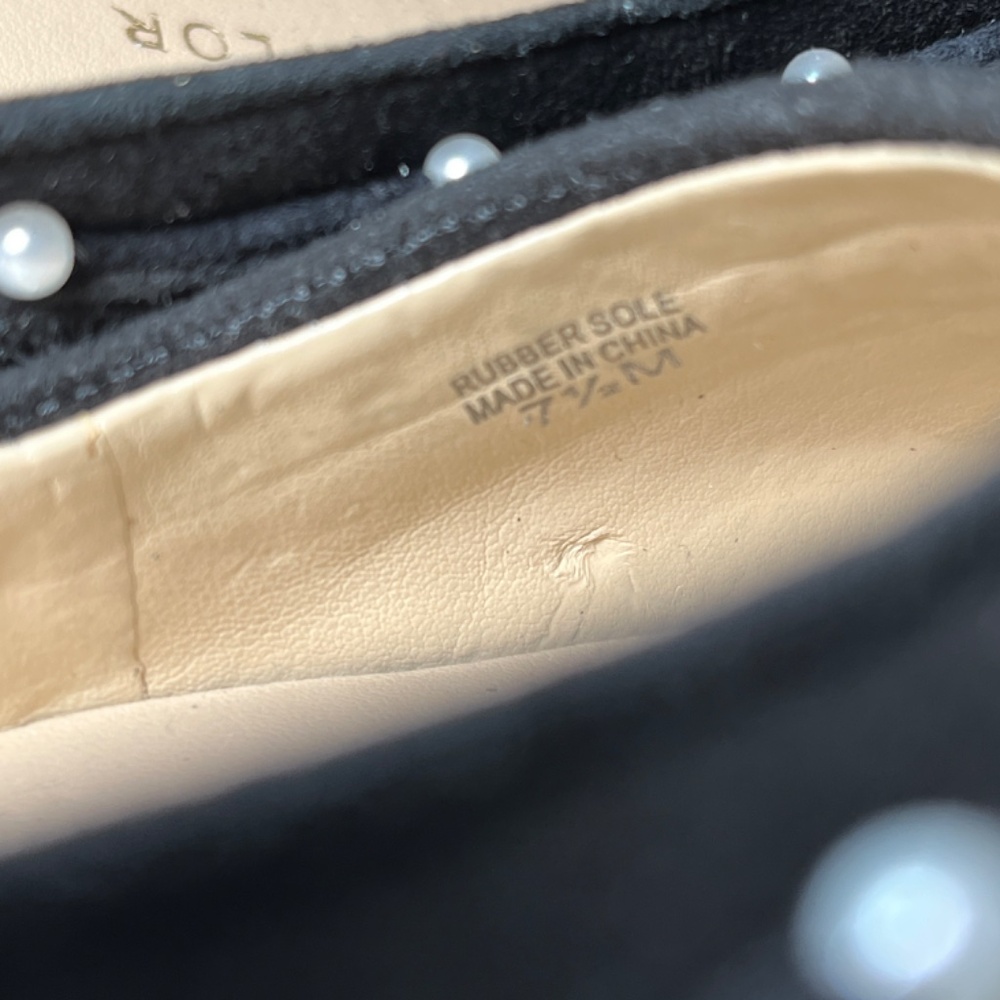 Ann Taylor Flats Black Suede with Pearl Trim - Picture 9 of 9